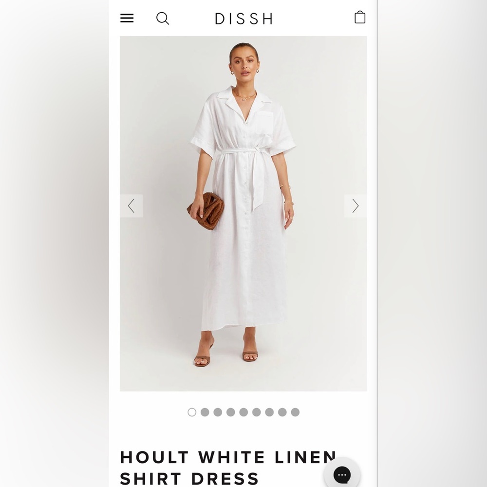 NWT DISSH Hoult White Linen Shirt Dress